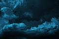 Black dark greenish blue dramatic night sky. Gloomy ominous storm rain clouds background. Epic fantasy mystic. ?reepy spooky. Royalty Free Stock Photo