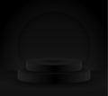 Black Dark Pedestal Podium Product Display Background Vector 3d illustration