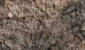 Black Dark Soil Dirt Background Texture, Natural Pattern. Flat Top View. Clods of Earth Royalty Free Stock Photo