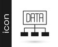 Black Data analysis icon isolated on white background. Business data analysis process, statistics. Charts and diagrams Royalty Free Stock Photo