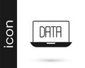 Black Data analysis icon isolated on white background. Business data analysis process, statistics. Charts and diagrams Royalty Free Stock Photo