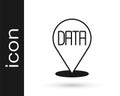 Black Data analysis icon isolated on white background. Business data analysis process, statistics. Charts and diagrams Royalty Free Stock Photo