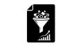 Black Data Filtering Icon with Funnel and Bar Chart on White Background Keywords: data, filtering, funnel, analytics Royalty Free Stock Photo