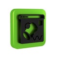 Black Data visualisation icon isolated on transparent background. Green square button.