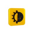 Black Day night cycle icon isolated on transparent background. Day night concept, sun and moon. Yellow square button.