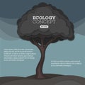 Black dead tree on meadow vector illustration