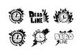 Black Deadline Logo and Fast Time Business Badges or Labels Vector Set