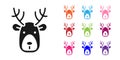 Black Deer head with antlers icon isolated on white background. Set icons colorful. Vector Royalty Free Stock Photo