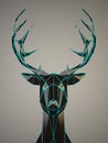 Black Deer head with a blue eges on gray background Royalty Free Stock Photo