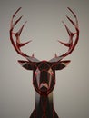 Black Deer head with a red eges on gray background Royalty Free Stock Photo