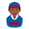 Black Delivery Boy Avatar Flat Icon on White