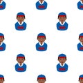 Black Delivery Boy Avatar Seamless Pattern