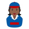 Black Delivery Girl Avatar Flat Icon on White