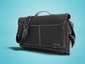 Black denim bag over the shoulder for work 3d render on blue background with shadow Royalty Free Stock Photo