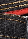 Black denim with red border Royalty Free Stock Photo