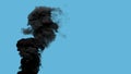 black dense carbon smoke emission from power plant or factory, isolated - industrial 3D rendering