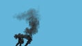 black thick toxic smoke exhaust from fuel oil power plant, isolated - industrial 3D illustration