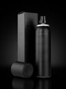 Black Deodorant Spray Can and Box for Mockups Royalty Free Stock Photo