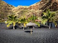 Black desert beach of the Canary Islands. La Palma. Royalty Free Stock Photo