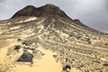 Black desert rock formations