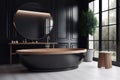 bathroom elegance luxury design furniture black home bathtub interior modern wood. Generative AI. Royalty Free Stock Photo