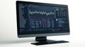 Black Desktop Computer Displaying Stock Market Data and Charts AI-generated.