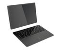 Black detachable PC separated into tablet and keyboard