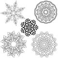 Black detailed ornament or mandala collection