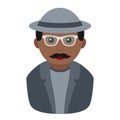 Black Detective Avatar Flat Icon on White