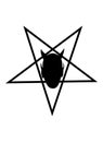 Black devil head silhouette in a pentagram, isolated on white