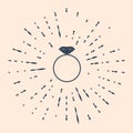 Black Diamond engagement ring icon isolated on beige background. Abstract circle random dots. Vector Illustration Royalty Free Stock Photo
