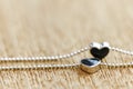 Black diamond heart shape locket pendant with necklace