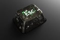 Black diamond keyboard button with neon Esc word on black background. Royalty Free Stock Photo