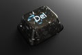 Black diamond keyboard button with neon word Del on black background. Royalty Free Stock Photo