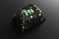 Black diamond keyboard button with neon word FN on black background Royalty Free Stock Photo