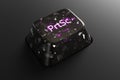 Black diamond keyboard button with neon word PrtSc on black background. Royalty Free Stock Photo