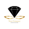 Black Diamond resting on a golden infinity symbol, Jewelry logo design