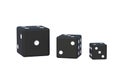 Black dice from small to large isolated on white background