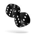 Black dice with white pips on the white background Royalty Free Stock Photo