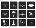 Black different types of Aircraft Illustrations and icons