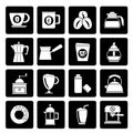 Black different types of coffee industry icons