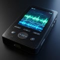 Black Digital Audio Player with Teal Waveform Display Royalty Free Stock Photo