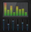 Black digital equalizer with blue slider buttons