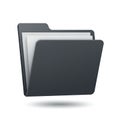 Black digital folder icon with open design, containing white paper sheets. Features a