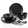 Black dinner set isolated on white background Royalty Free Stock Photo