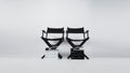 Black Director chair and clapper board.It is use in video production or movie and cinema industry on white background