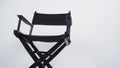 Black director chair use in video production or movie and cinema industry. It`s put on white background