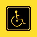 Black Disabled handicap icon isolated on yellow background. Wheelchair handicap sign. Long shadow style. Vector Royalty Free Stock Photo