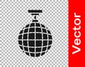 Black Disco ball icon isolated on transparent background. Vector