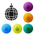 Black Disco ball icon isolated on white background. Set icons in color circle buttons. Vector Royalty Free Stock Photo